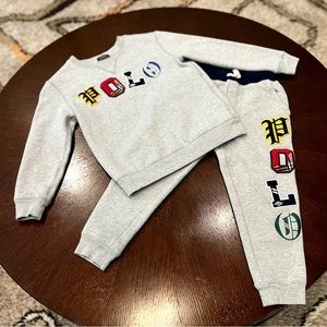 Ralph Lauren Polo Letterman Patchwork Sweatshirt and Jogger - Boys Size 7